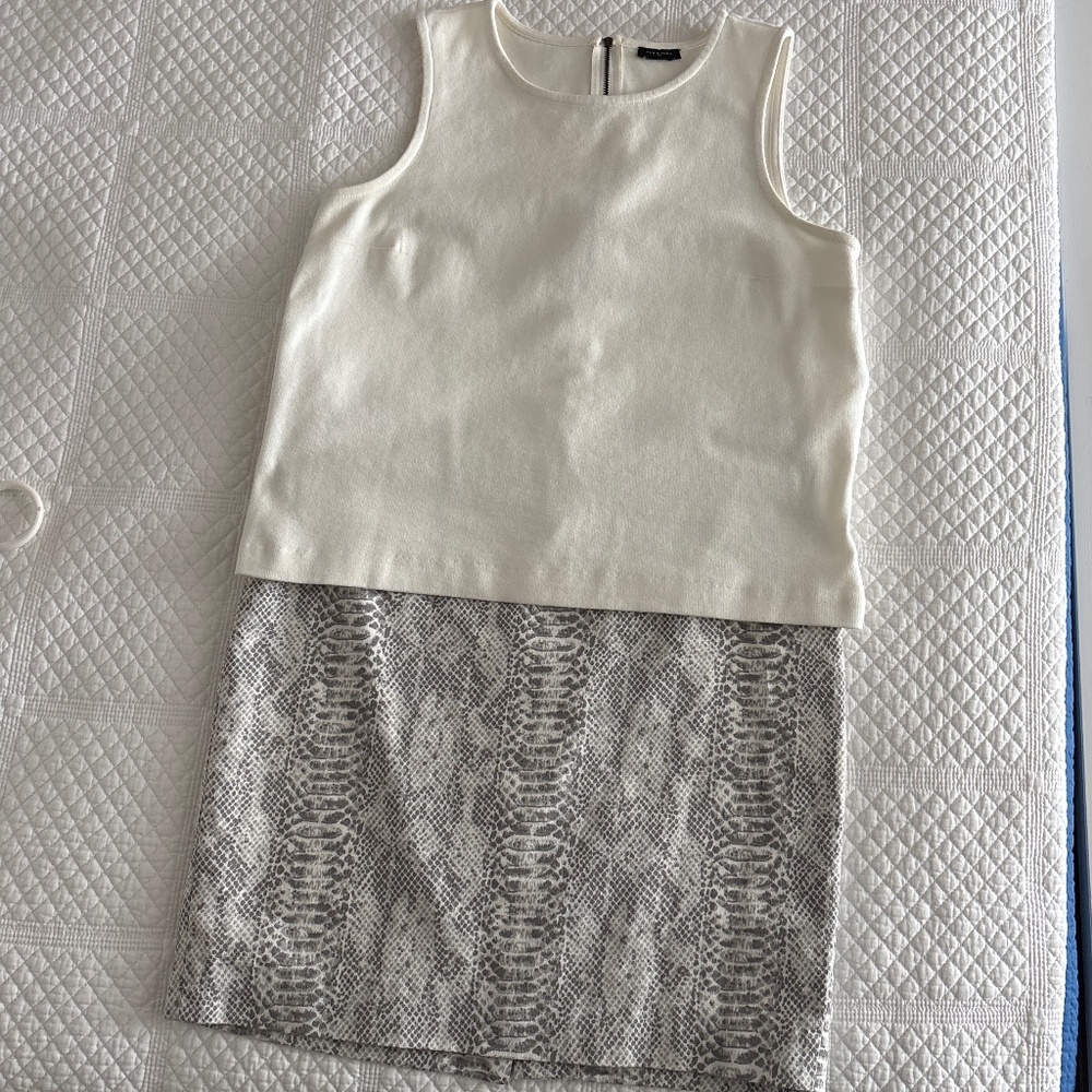 2pc ANN TAYLOR top & skirt🩶🤍